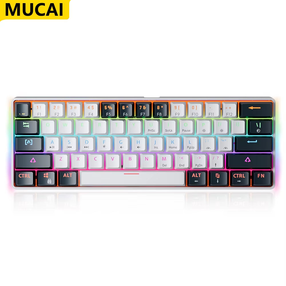 MK61 USB Gaming Mechanical Keyboard Red Switch RGB Backlit Hot Swappable 61 Keys Wired Detachable Cable