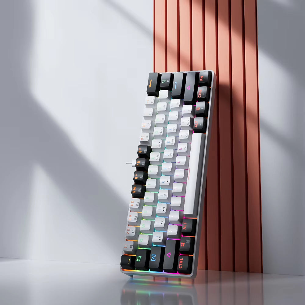 MK61 USB Gaming Mechanical Keyboard Red Switch RGB Backlit Hot Swappable 61 Keys Wired Detachable Cable