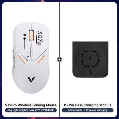 VT9PRO PAW3398 Wireless Gaming Mouse 68G Wired Programmable Ergonomic Mice 26000DPI Type C Rechargeable Pc Gamer Accessory