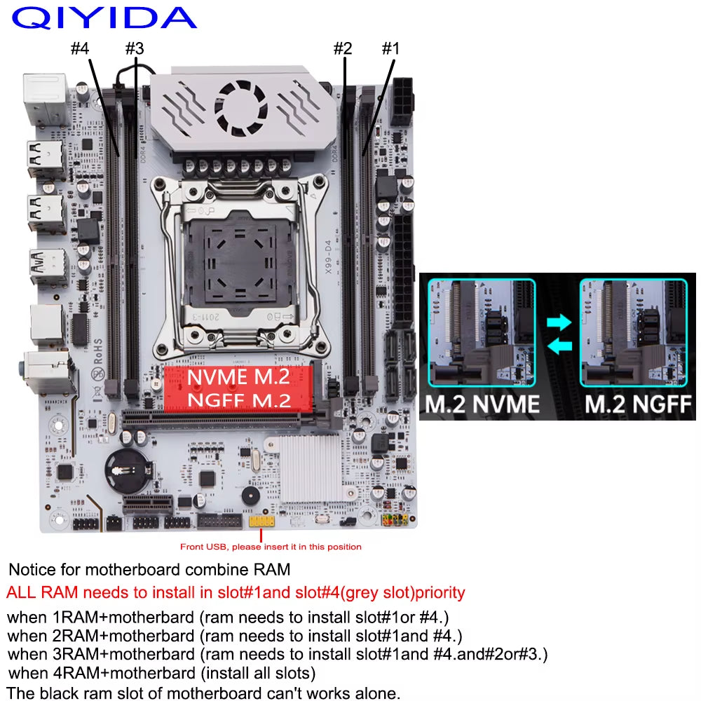 X99 Motherboard D4 TPM2.0 LGA 2011 3 with M.2 Slot Support X99 C612Chip DDR4 Memory SATA3.0 USB3.0 PCI16X