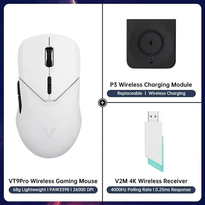 VT9PRO PAW3398 Wireless Gaming Mouse 68G Wired Programmable Ergonomic Mice 26000DPI Type C Rechargeable Pc Gamer Accessory