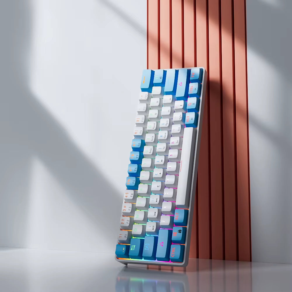 MK61 USB Gaming Mechanical Keyboard Red Switch RGB Backlit Hot Swappable 61 Keys Wired Detachable Cable