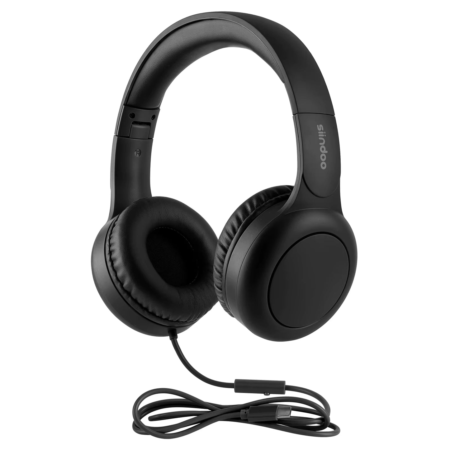 926B-W On-Ear Headphones with Microphone with 1.45M-Tangle-Free Nylon Line Type C Plug Foldable Portable Wired Headphone