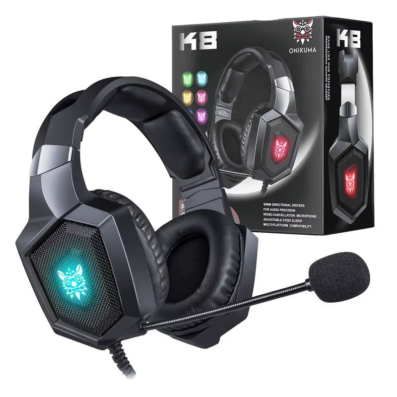 ONIKUMA K8 Gaming Headset RGB Noise Canceling Wired Headphones Gamer Headset for PC Game /Xbox One/Laptop Computer Accessories